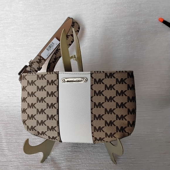 Michael Kors Handbags - MICHAEL KORS BELT BAG Brown Tan Metallic Hardware Size S/M